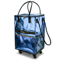 PASMAN Reusable Foldable Rolling Grocery Bag on 5 Wheels,Medium,Navy Blue - color: Navy Blue, size: Medium