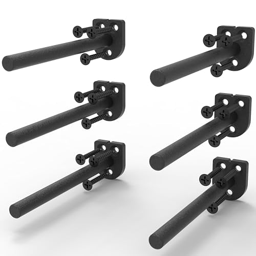10 Inch Heavy Duty Floating Shelf Brackets 6 Pack, 1/4" Thick Solid Steel Hidden Blind Support, Fits Wood Studs, Holds 200 lbs, Invisible Hardware DIY Kit for Custom Shelving, Black - size: 10 Inch, style: Black 6 Pack