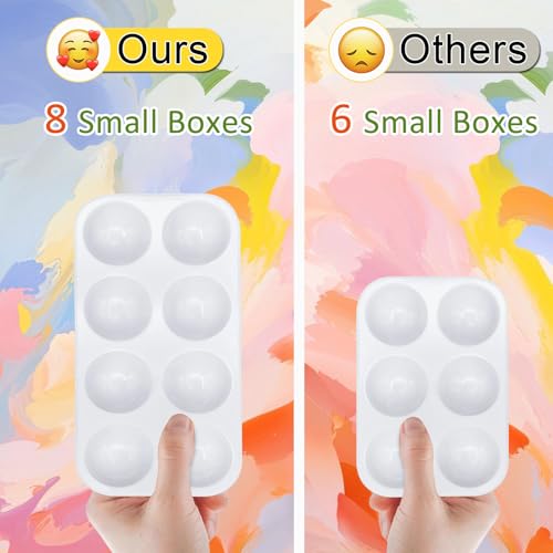 3 PCS Rectangular Paint Tray Palettes for Kids,Plastic Paint with 8 Wells - color: 3pcs White