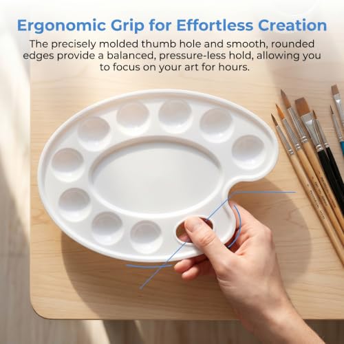 Hulameda 4Pack Paint Tray Palettes with Thumb Hole for Kids - color: 4pcs