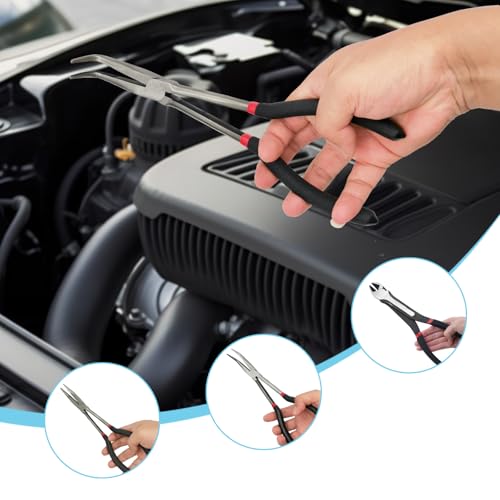 4 Piece 11" Extra Long Needle Nose Pliers Set with Insulated Comfort Grip - size: 4 Pieces - 11" - Straight/45°/90°/Diagonal