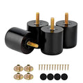 Maricome 2 Inch Furniture Feet Set of 4, 2" Wood Legs for Ottoman Dresser Chair Small Mini Wooden Feet Predrilled M8 Bolt - color: 2 Inch Black Column