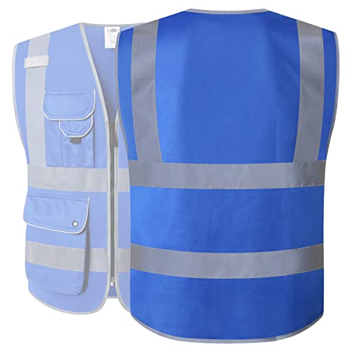 JKSafety Safety Vest for Men Women Reflective Hi Vis JK150 Blue M - color: Blue, size: Medium