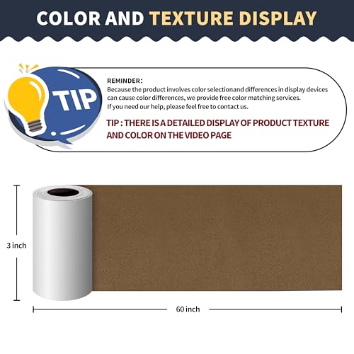 ONine Leather Repair Patch，Leather Repair Tape, 3 x 60 inches Leather Repair Patch for Furniture,Sofas, Office Chair,car Seats,Vinyl Repair Kit(Dark Khaki) - color: Dark Khaki, size: 3 x 60 inches