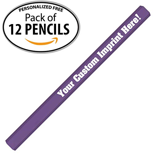 Express Pencils Lt. Purple Custom Carpenter Pencil Personalized with your Name, Logo or Message Pack of 12 (Lt .Purple) - color: Lt .Purple