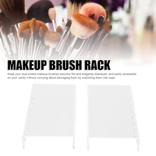 Pilipane 2PCS Makeup Brush Holder Clear Acrylic Horizontal Brush Drying Rack Organizer for Paint Brushes Vanity Table Accessory