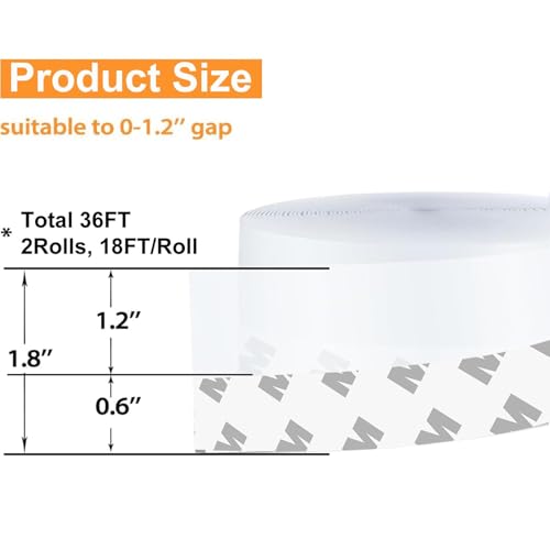 36 Ft Weather Stripping Door Seal Strip Tape,Silicone Door Draft Stopper,Self Adhesive Shower Door Bottom Seal and Door Insulation Strip for Door Frame Windows and Glass Gaps (Transparent, 45mm) - size: 1.8 in x 36 ft