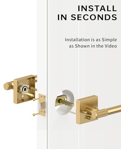 Asidrama 4 Pack Champagne Bronze Privacy Interior Door Handles | Thumb-Turn Privacy Lock,Fits 1-3/8"-1-3/4" Doors,Adj. 2-3/8"-2-3/4" Latch,Heavy-duty Zinc,Easy DIY Setup - color: Champagne Bronze