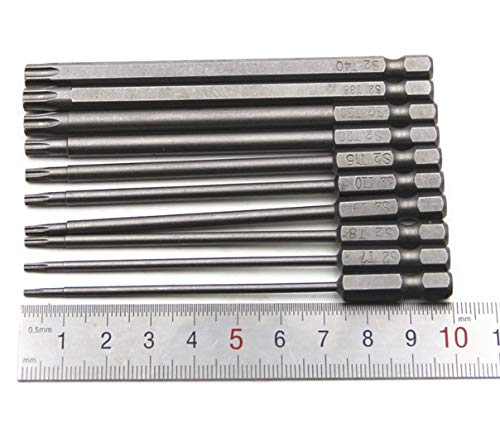 aiyun 11 Pack Star Security Screwdriver Bit Set Shark Vacuum (100mm Length) - size: 100mm Length (T6-T40)