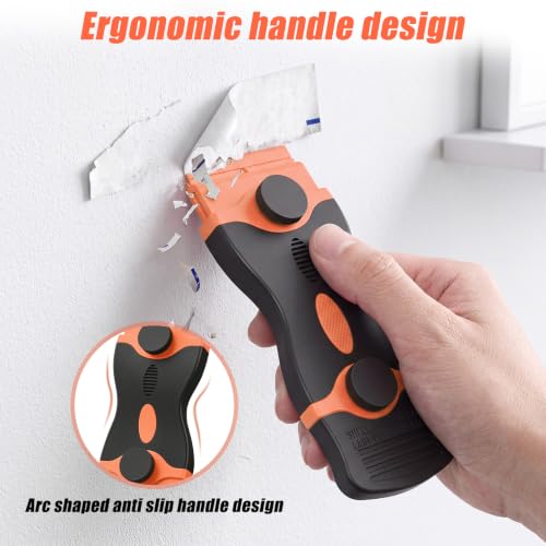 2 Pack Double-Ended Razor Blade Scraper, 30 Blades (Orange) - color: 2 Orange