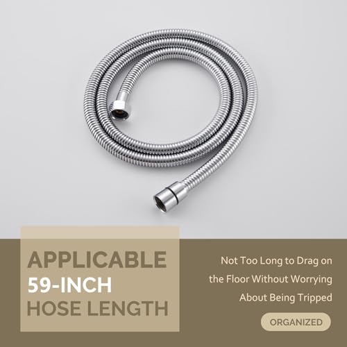 Angle Simple Flexible Handheld Shower Head Hose 59 Inches, 1/2" IPS, Chrome - color: Chrome, size: 59 Inch