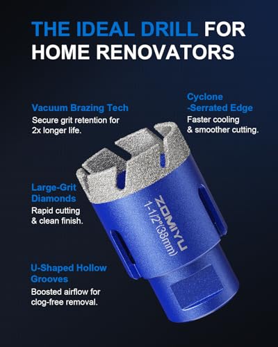 4-1/2" Diamond Hole Saw, Wet/Dry Diamond Core Bit for Tile Granite - size: 4-1/2"(115mm)