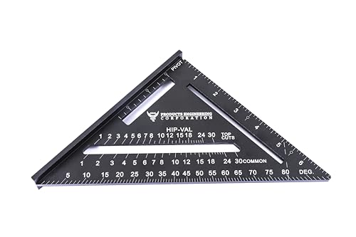 PEC Tools 7" Rafter Square, Laser-Etched Graduations, Convenient and Quick Tool for Framing