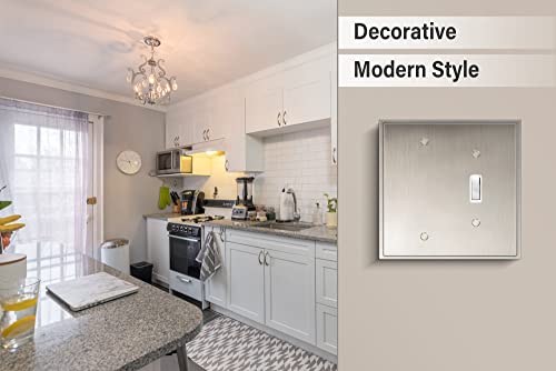 Henne Bery Soft Modern Decorative Wall Plate Switch Plate Outlet Cover (Blank/Toggle, Satin Nickel) - style: Blank/Toggle