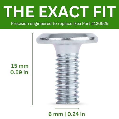 Spare Hardware Parts Replacement for IKEA Furniture Screw Metric Head Cap PF6S Screw - Part #120925 | Joint Connector Bolt M6.0-1.0×15 Full Thread with 4mm Hex Recess| Pack of 8 - size: 120925