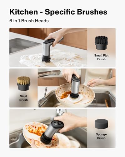 HOTO Grip™ Cordless Electric Spin Scrubber, IPX7 Waterproof, 6 Brush Heads