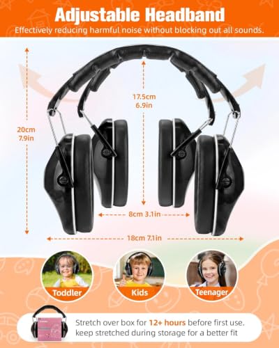 ZOHAN 032 Kids Noise Canceling Headphones - 25dB NRR Kids Ear Protection Earmuffs for School, Monster Jam, Fireworks, Travel, Air Show, Concert, Autism - Black - color: 1pack - Black