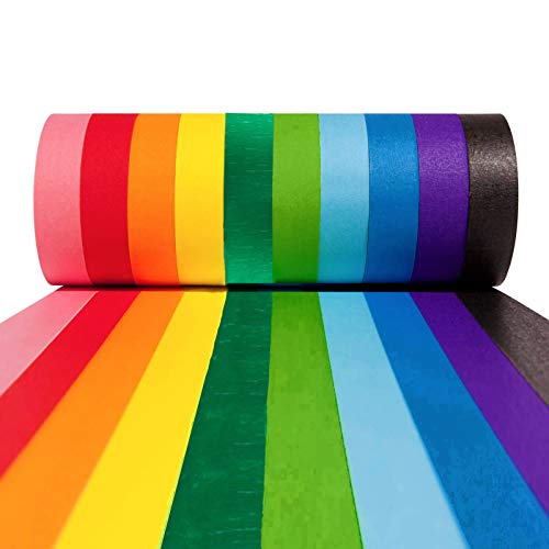 10 PCS Colored Masking Tape, 1 Inch x 13 Yards x 10 Rolls, 390 Feet Total.