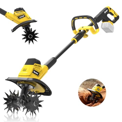 Cordless Garden Tiller Cultivator Compatible with Dewalt 20V MAX Battery, 360 RPM Electric Rototiller, 48 Steel Tines, 9.0" Tilling Width, 6.6" Depth, Rotary Tiller for Lawn/Gardening/Soil(Tool Only)