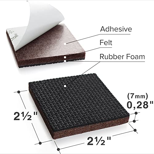 Non Slip Furniture Pads X-PROTECTOR – 16 PCS Furniture Grippers 2 1/2" - size: 16 Square 2.5"