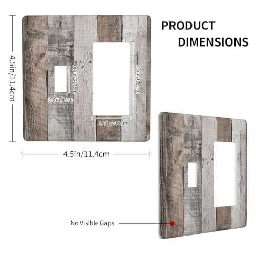 Natural Wood Grey Wood Vintage Faux Wood Outlet Covers 1 Toggle 1 Rocker Combination Decorative Wall Plate Electrical Switch Plates Light Switch Cover Plate for Farmhouse Home Decor - color: Natural Wood Grey Wood Vintage Faux Wood, size: 1 Toggle 1 Rcoke