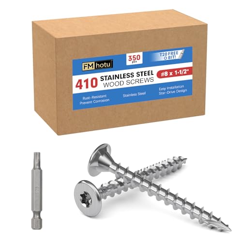 #8 x 1.5 Stainless Steel Deck Screws, 350Pcs 410 Grade Stainless Steel - size: #8 × 1-1/2"