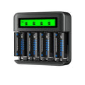 CITYORK 4 Pack 10000mAh Rechargeable D Batteries with Charger, 8 Bay LCD Universal Battery Charger for 1.2V AA AAA C D Ni-MH/Ni-CD Rechargeable Batteries, USB Quick Charge