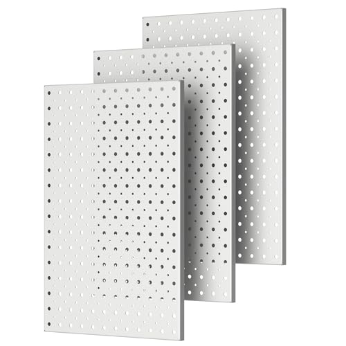 Pegboard Smith Metal Pegboard Panels, 16" x 12" Heavy-Duty Steel Wall Peg Boards for Garage Tool Storage, Pegboard Organizer System (Pack of 3, Gray) - color: Gray