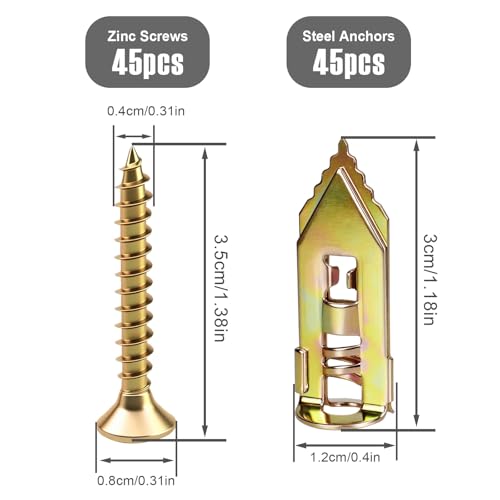 90PCS Self Drilling Drywall Anchors with Screws Kit