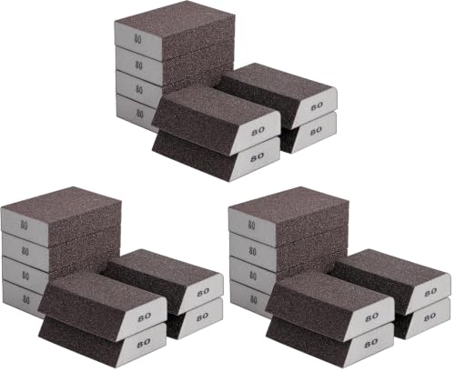 Bates- Sanding Sponge, 8 pcs, 80 Grit, Washable and Reusable, Sandpaper Block, Sanding Blocks for Wood, Sanding Pad, Drywall Sanding Block, Drywall Sanding Sponge (Pack of 3) - size: 24 Pack, 80 Grit