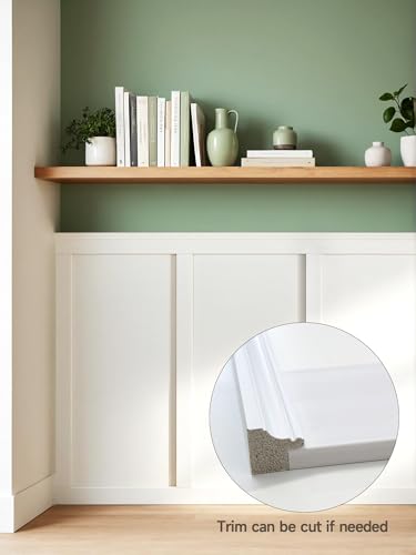 Upick Board and Batten Wainscoting Panels, Paintable, 94" x 54", White - size: 94x54 IN