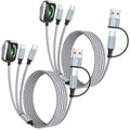 Travel Essentials 3 in 2 Multi Charging Cable for iWatch Charger/IP/USB-C - color: Greyiwatch, size: 2Pack 5FT