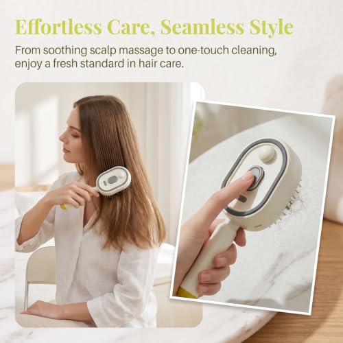 624 Electric Spray Air Cushion Massage Comb，Self-Cleaning Hair Brush, Pink