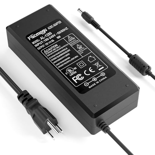 Facmogu 12V 8A AC to DC Converter Power Adapter, 96W AC 100-240V to DC 12V - size: 12V 8A (2 Prong Plug)