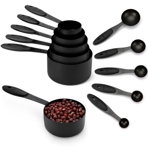 JOYHILL Measuring Cups and Spoons Set 304 Stainless Steel 10-Piece Black - color: i)Black-Black