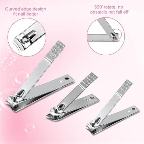 Yougai Manicure Set, Beige, 18Pcs Stainless Steel Nail Clippers - color: Pink