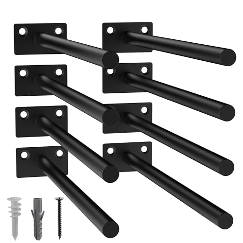 8-Pack 10 inch Floating Shelf Brackets, Hidden Shelf Bracket for Wood - color: Black-8Pack, size: 10 Inch