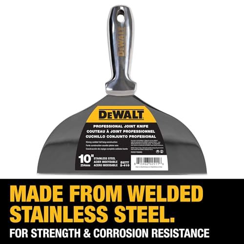 DEWALT 10" All Stainless Steel Joint Knife | One-Piece Premium Polished Metal Putty Blade | 2-410 - size: 10-Inch