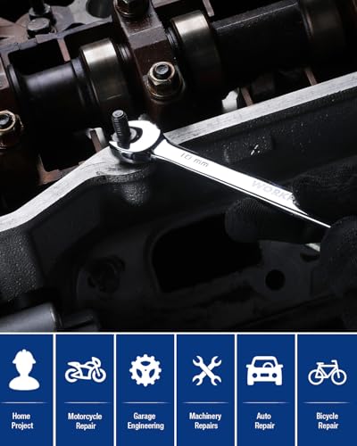 WORKPRO 10 mm Ratcheting Combination Wrench, Mirror Polish Chrome Plating - size: 10 mm, style: Mirror Polish