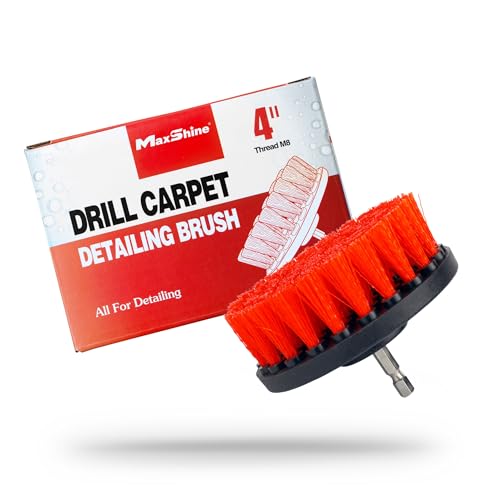 Maxshine 4” Universal M8 Medium-Duty Drill Brush – Upholstery & Carpet Scrubber Attachment for Car Detailing, Fabric, Seats, Floor Mats & Home Cleaning – Removes Stains, Grime, Spots & Buildup - size: 4" Medium-Duty Drill Brush