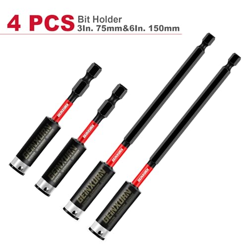 Geinxurn 4PACK Torsion Impact Bit Holder, Muliti Size(3" 6") Extension Locking Socket Drill Bit Holder S2 Alloy Steel Hex Shank Quick-Change Drill Bit Guide - style: MIXED-Bit Holder-4PCS