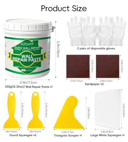 Wall Repair Paste 12 OZ, Drywall Crack & Hole Filler, Fast Drying Spackle for Interior Wall Repair