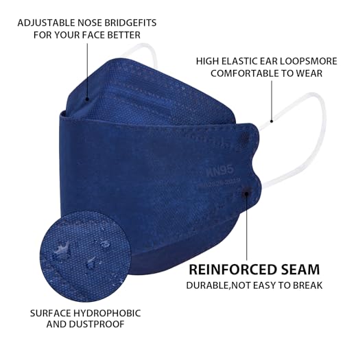 Borje KN95 Face Masks 50 Pack, Breathable Comfortable and Disposable KN95 Mask,Masks for Adults - color: Dusty Blue=50pcs
