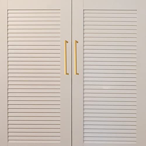 Cabinet Pulls Gold Cabinet Handles Square Drawer Pulls, 5 Pack 5 Inch Stainless Steel Kitchen Door Cupboard Cabinet Handles, Drawer Hardware Handles, 128mm Hole Centers - color: Gold, size: Two Hole - 5 inch Hole Centers(128mm)