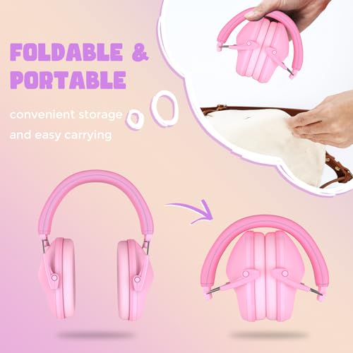 ProCase Kids Noise Cancelling Headphones Ear Hearing Protection, Pink - color: Light Pink