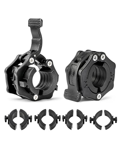 MAXRICH Ultra-Thin 1-Inch Barbell Clamps, Quick Release Weight Clips for 23–30mm Bars, Secure Barbell Collars for Home Gym - color: BLACK