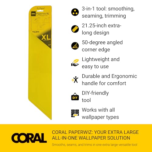 Coral 69502 Paperwiz XL Wallpaper Tools - Smoothing Tool for Peel and Stick Wallpaper - Wallpaper Smoothing Tool & Hanging Tools - Install Kit Includes Wallpaper Smoother Tool for Easy Application