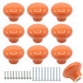 10-Pack Ceramic Cabinet Knobs Orange 32mm Round Drawer Pull - color: Orange