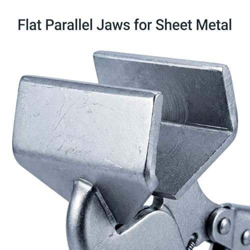 QWORK 10" Flat Jaw Locking Clamp – Heavy Sheet Metal Welding & Fabrication Tool for Workshop, Auto Body & Repair