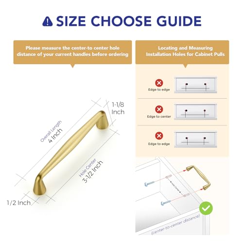 Ravinte Brushed Gold Cabinet Handles Solid Handles,3-1/2 Inch,10 Pack - color: Brushed Gold, size: 3-1/2 Inches Hole Center